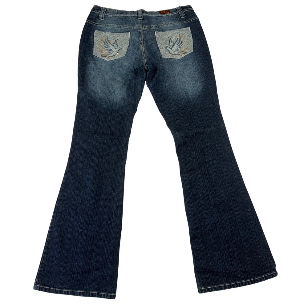 Vintage Y2K Neeso Premium Jeans 11 Dark Flare Embroidered Bird Studded Western